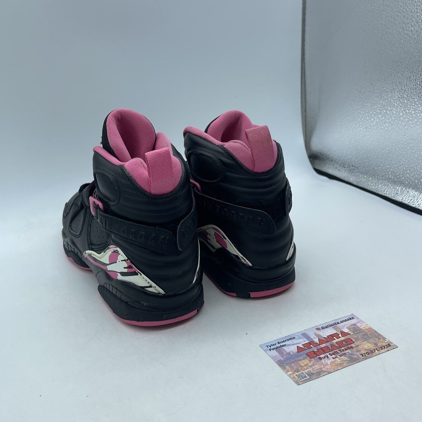 Size 6.5Y (GS) - Jordan 8 Retro High Pinksicle White Black Leather (580528-006)