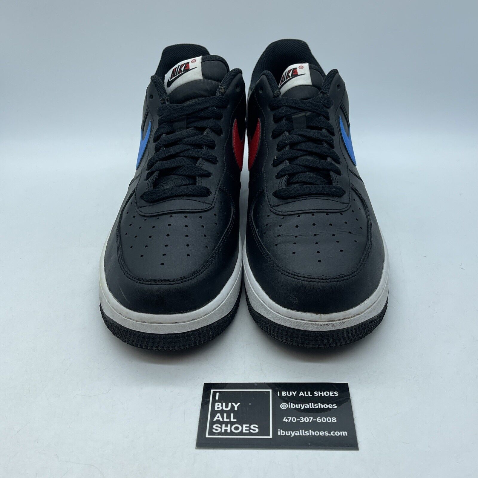 Size 11 - Nike Air Force 1 '07 Mismatch Swooshes - Black Red Blue (CT2816-001)