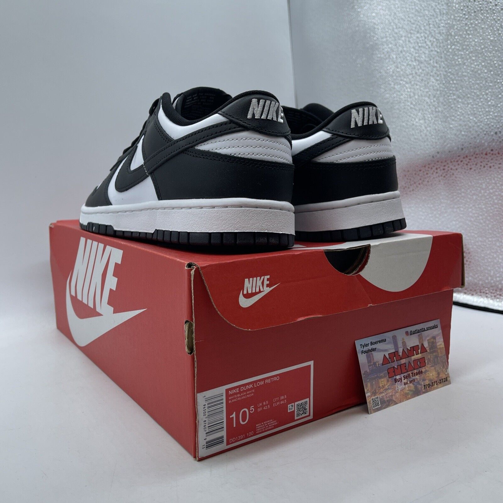 Size 10.5 - Nike Dunk Low Black White Leather (DD1391-100)