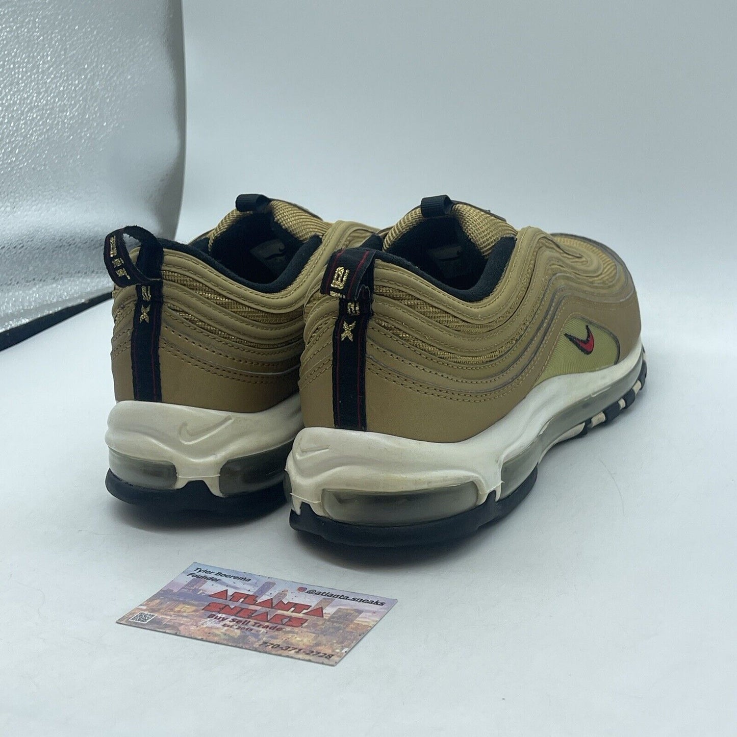 Size 11.5 - Nike Air Max 97 OG QS Metallic Gold Black Red Suede (884421-700)