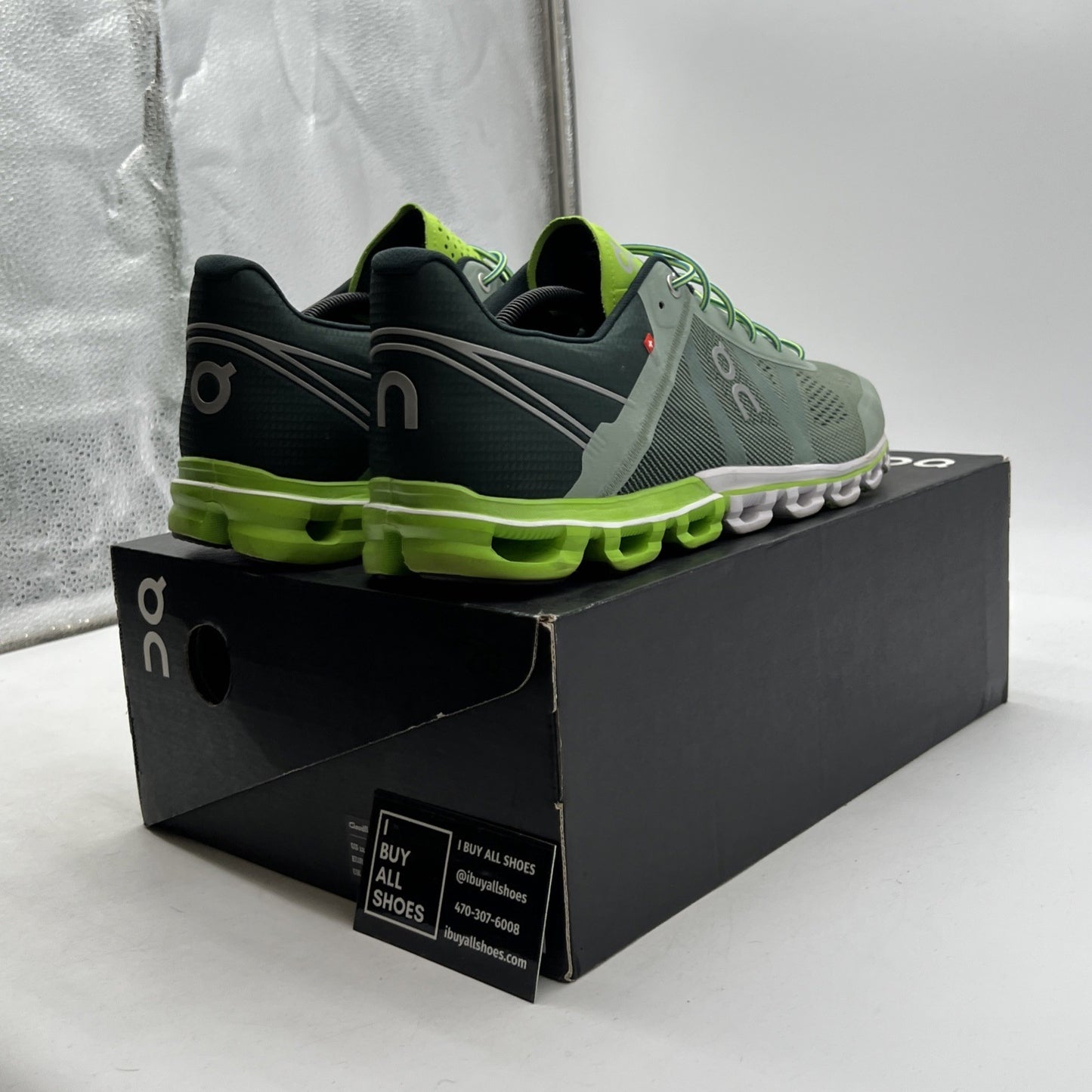 Size 12.5 - ON Cloudflow womens running shoes Moss/Lime