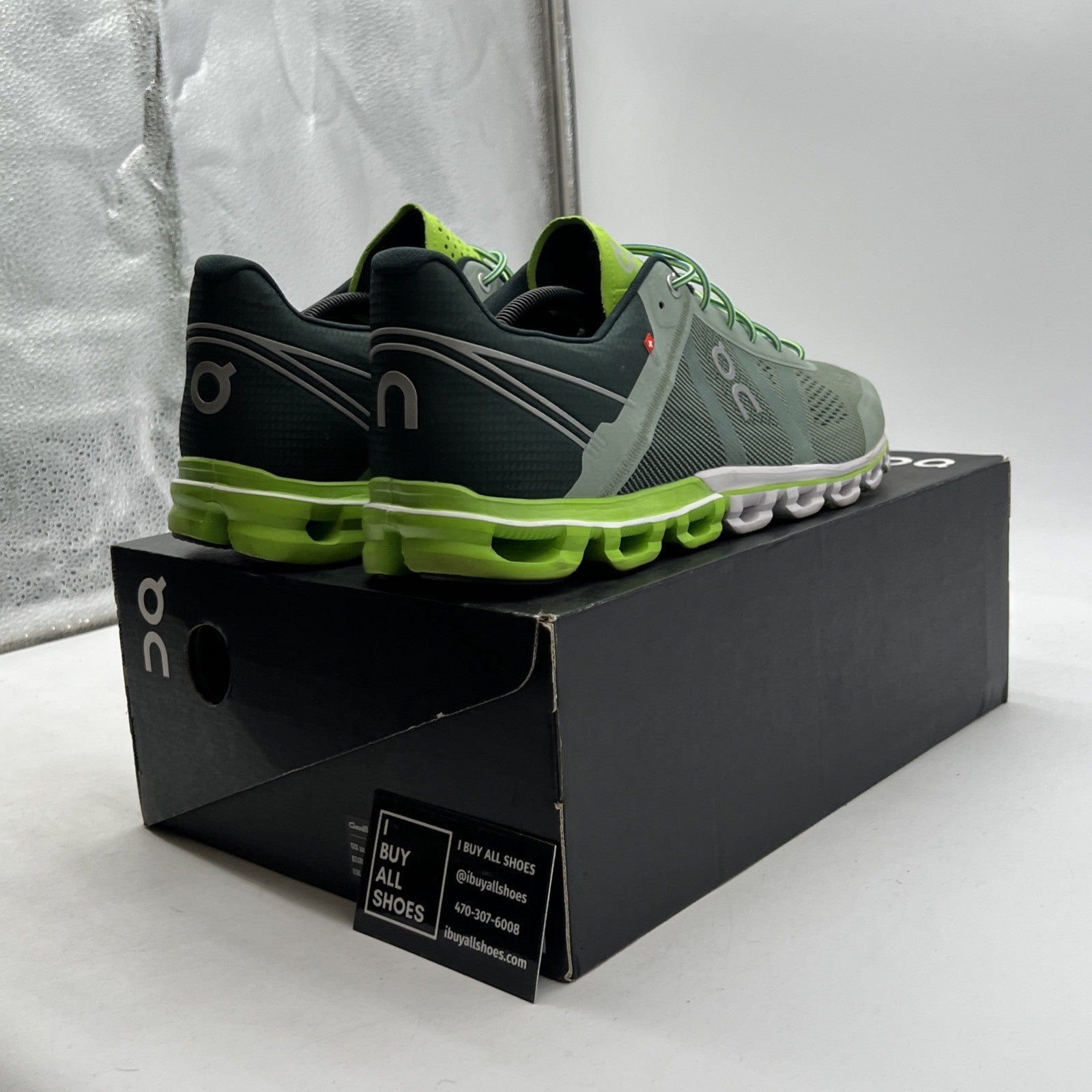 Size 12.5 - ON Cloudflow womens running shoes Moss/Lime