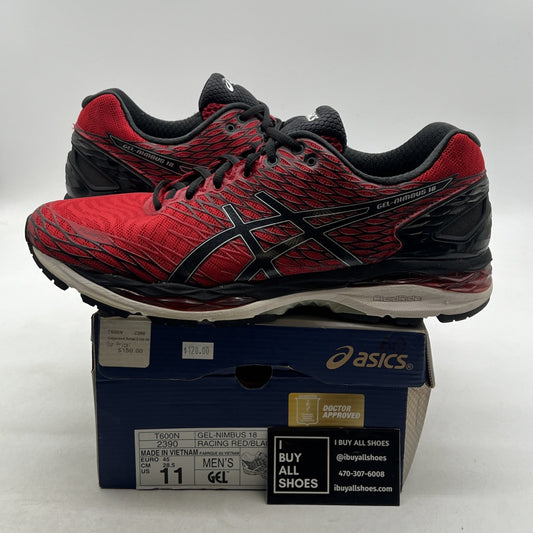 Size 11 - ASICS Gel-nimbus 18 Fluidfit Red And Black Trainers (T600N-2390)