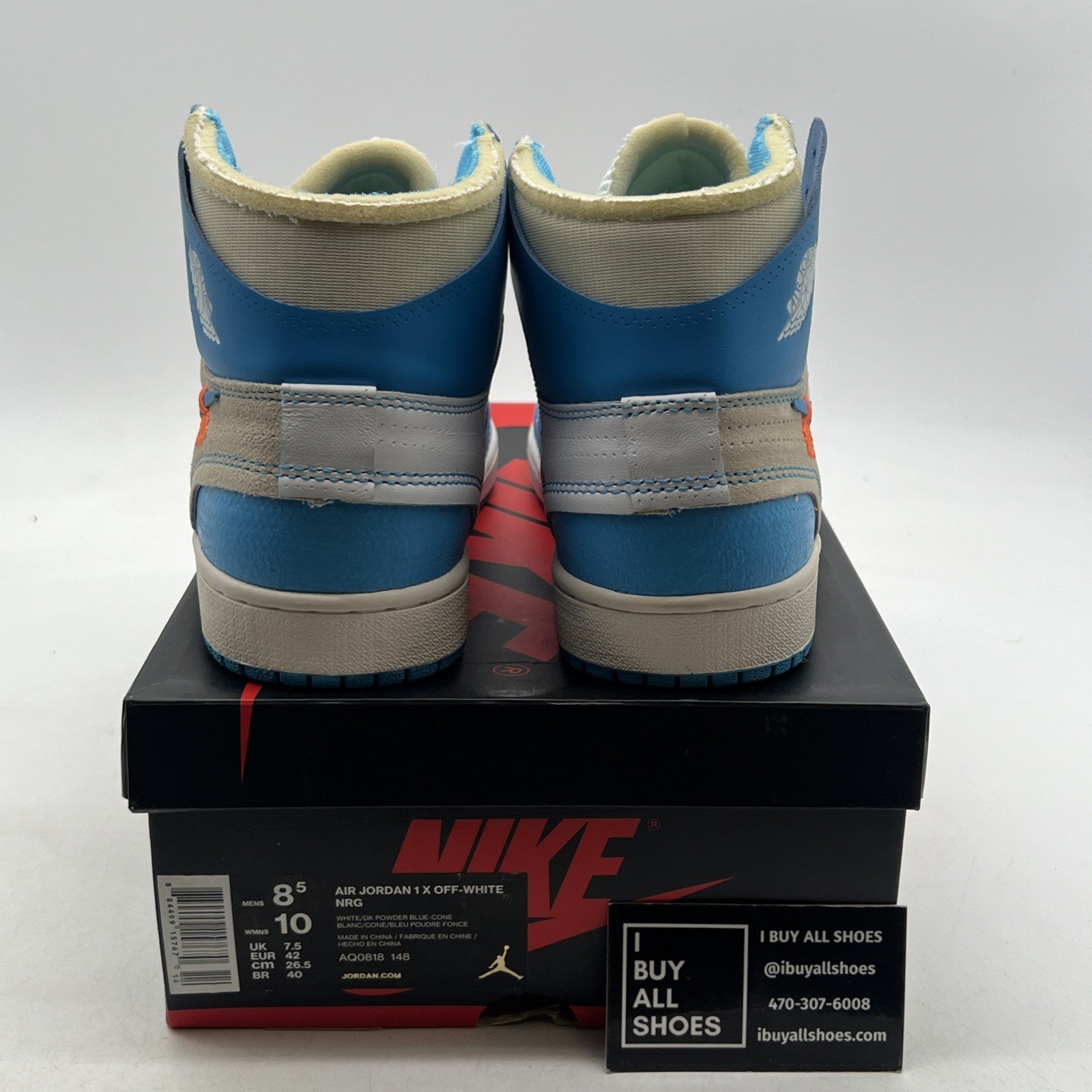 Size 8.5 - Air Jordan 1 Retro OG x Off-White High UNC (AQ0818-148)