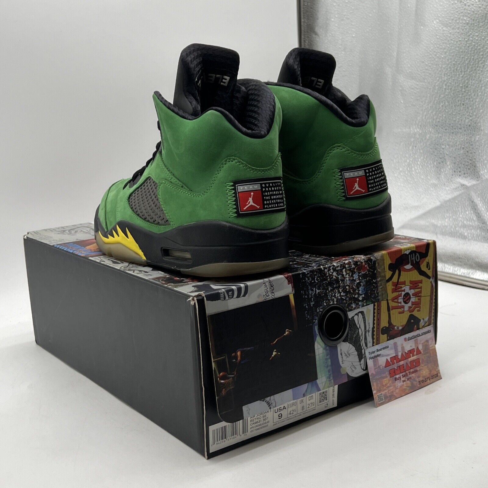 Size 9 - Jordan 5 Retro SE Oregon 2020 Black Yellow Suede Green (CK6631-307)