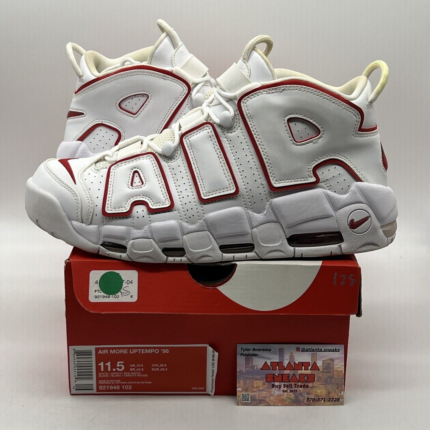 Size 11.5 - Nike Air More Uptempo White Varsity Red 2018 (921948-102)