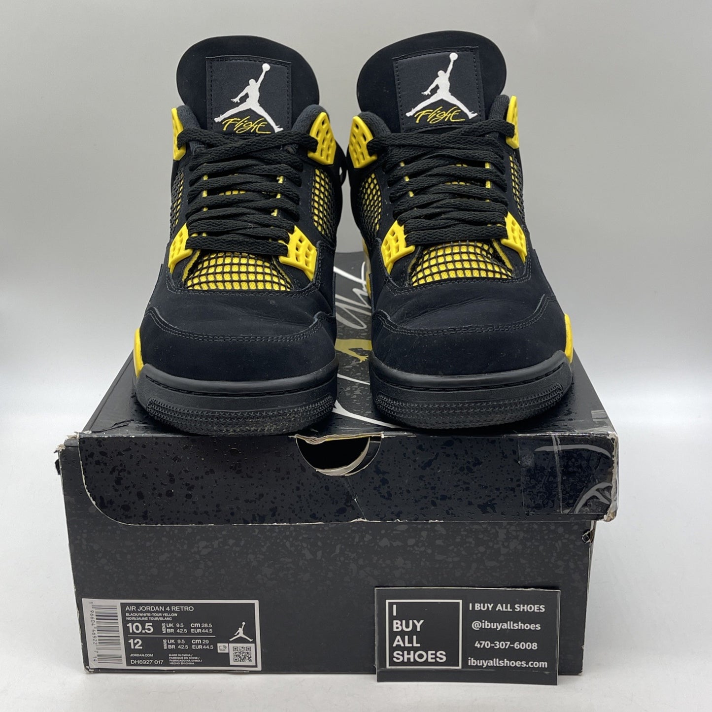 Size 10.5 - Jordan 4 Retro Mid Thunder Yellow Black White Suede (DH6927-017)