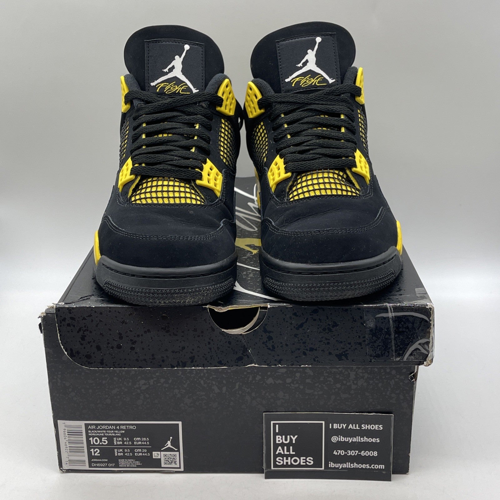 Size 10.5 - Jordan 4 Retro Mid Thunder Yellow Black White Suede (DH6927-017)