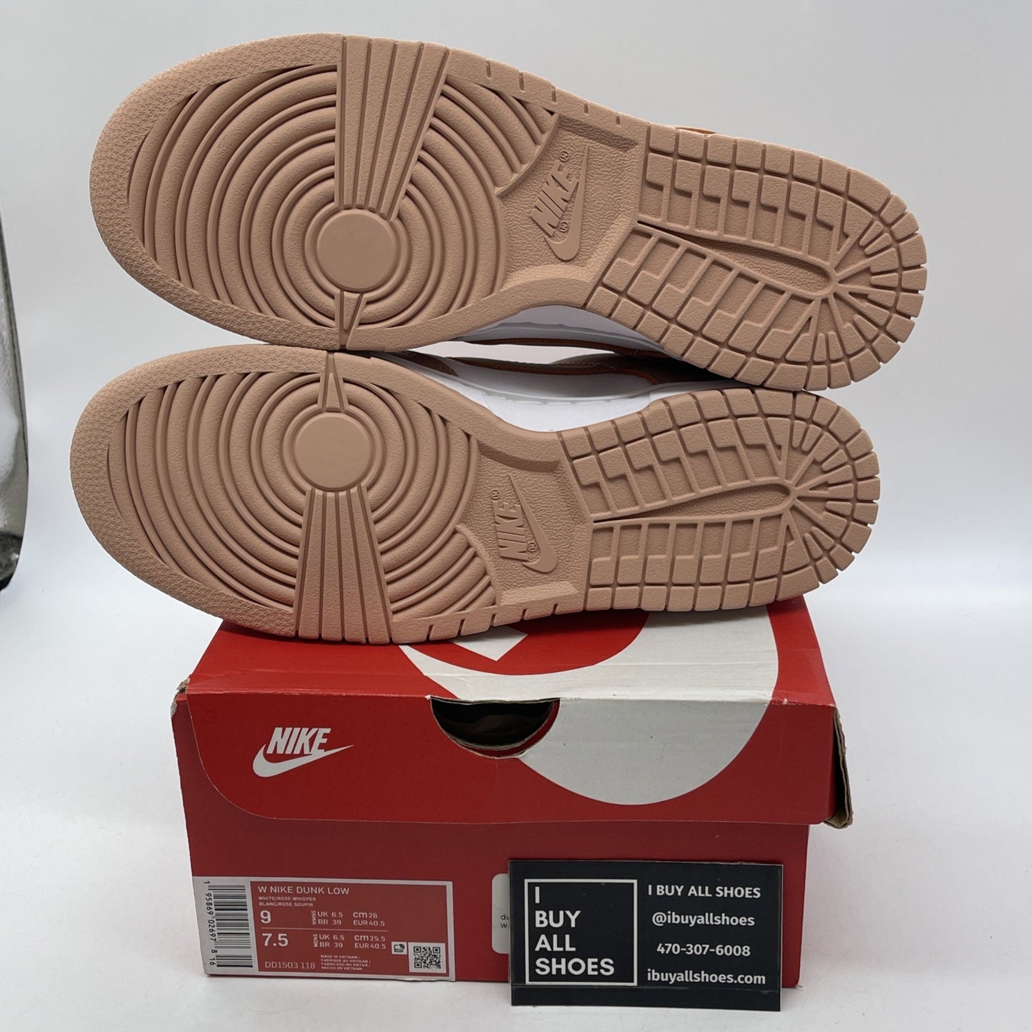 Size 9W - Nike Dunk Low Rose Whisper White Pink Leather (DD1503-118)