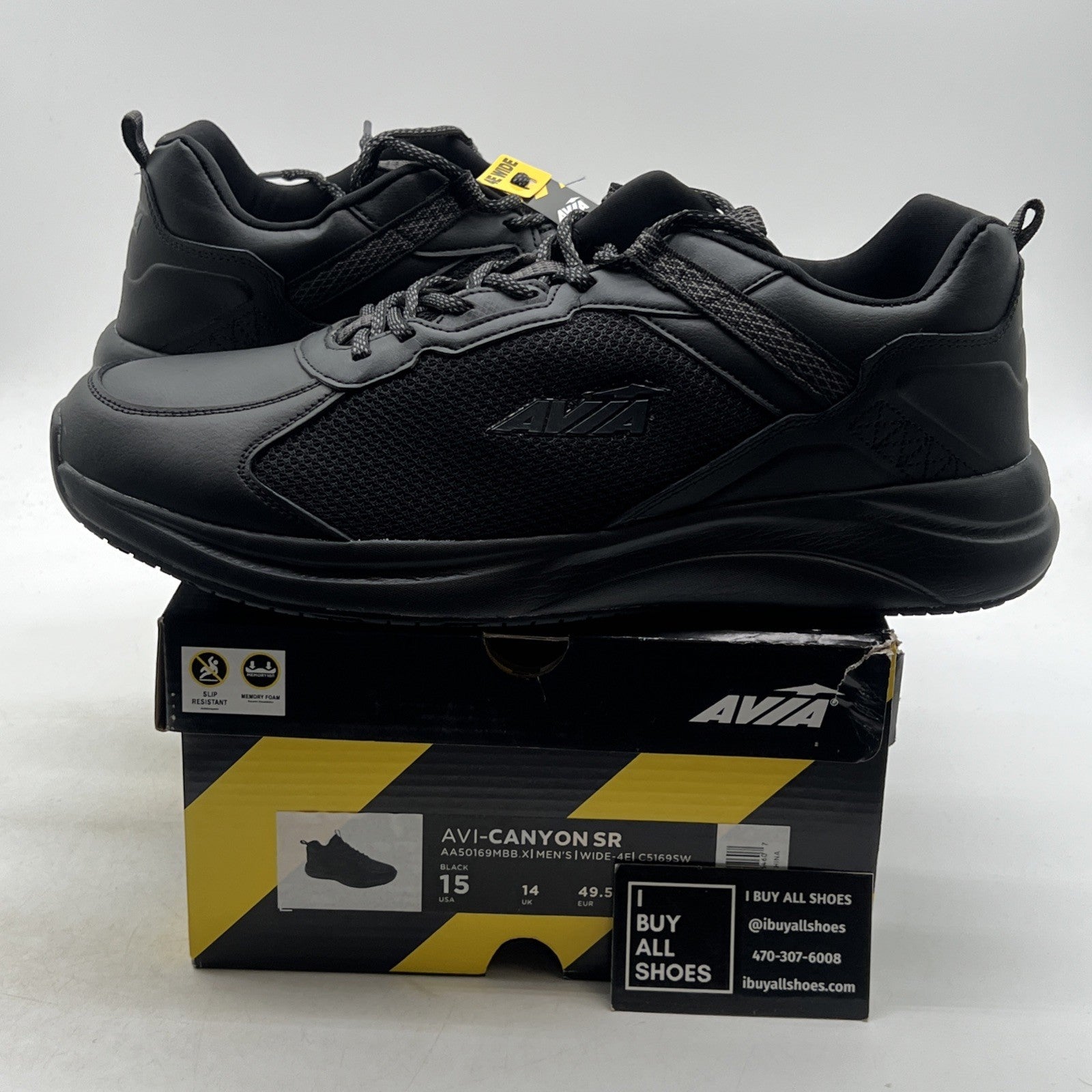 Size 15 - Avia Avi-Canyon SR - (Work-Slip Resistant) (AA50169MBBX) - 4E WIDE -