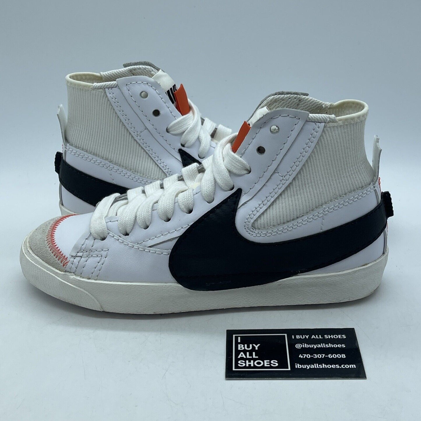 Size 8 - Nike Blazer '77 Jumbo Mid White Black Orange Suede Leather (DD3111-100)
