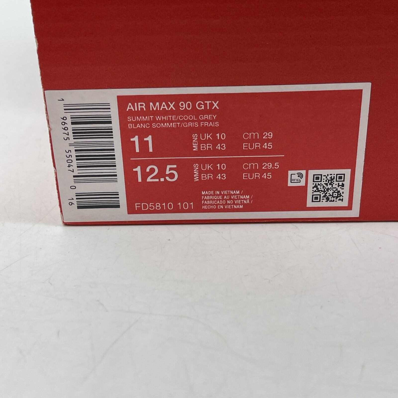 Size 11 - Nike Air Max 90 Gore-Tex Infrared  White Leather suede  (FD5810-101)