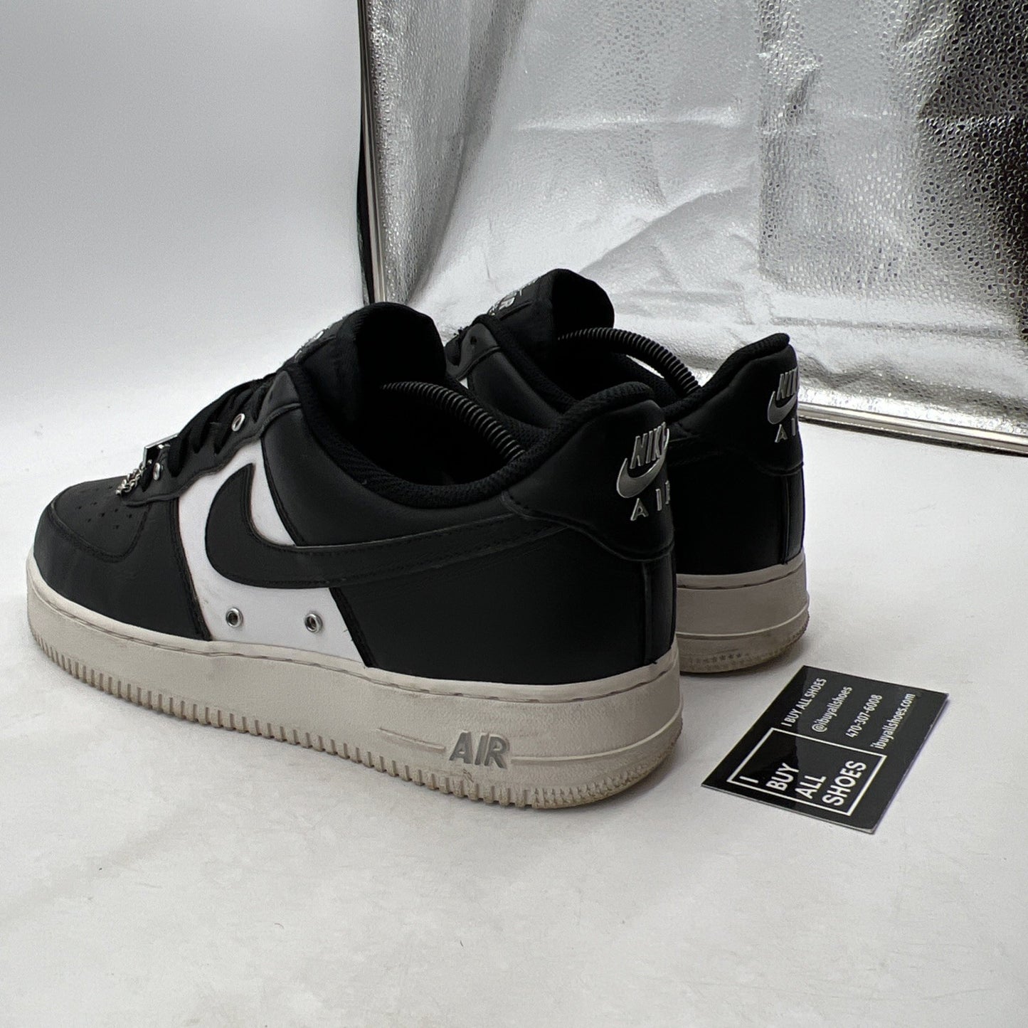 Size 10.5 - Nike Air Force 1 '07 Premium Silver Chain - Black (DA8571-001)