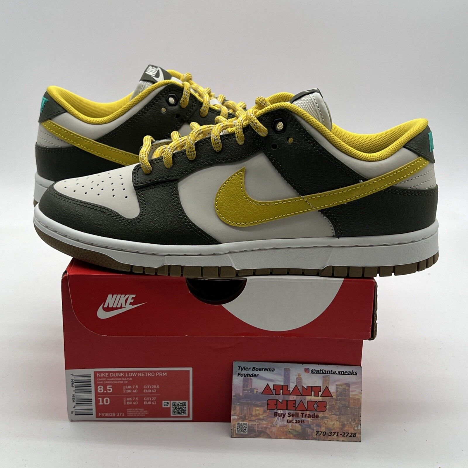 Size 8.5 - Nike Dunk Premium Low Cargo Khaki Vivid Sulfur (FV3629-371)