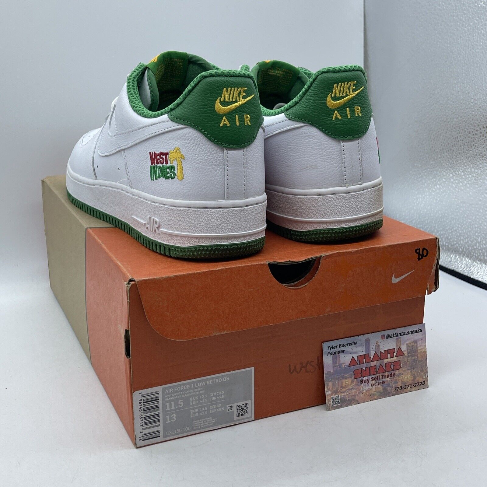 Size 11.5 - Nike Air Force 1 2022 Low West Indies White Green (DX1156-100)