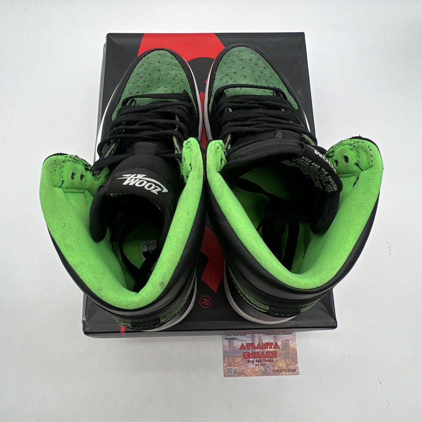 Size 8 - Air Jordan 1 Zoom High Zen Green Black Leather White (CK6637-002)