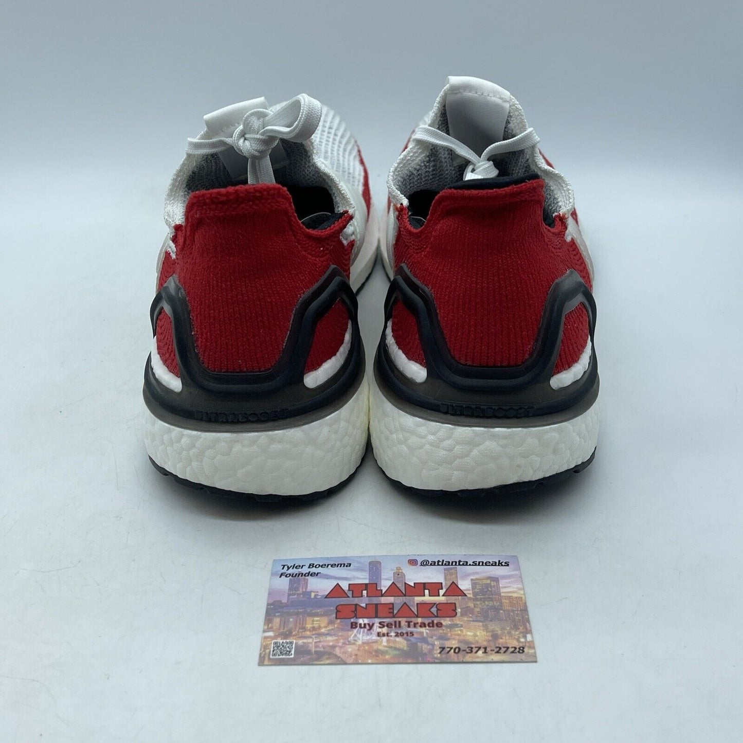 Size 11 - adidas UltraBoost 19 White Scarlet Red Black Suede Leather (EF1341)