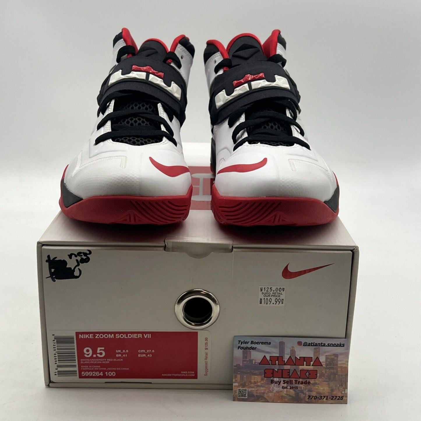 Size 9.5 - Nike LeBron Zoom Soldier 7 White Red Black (599264-100)