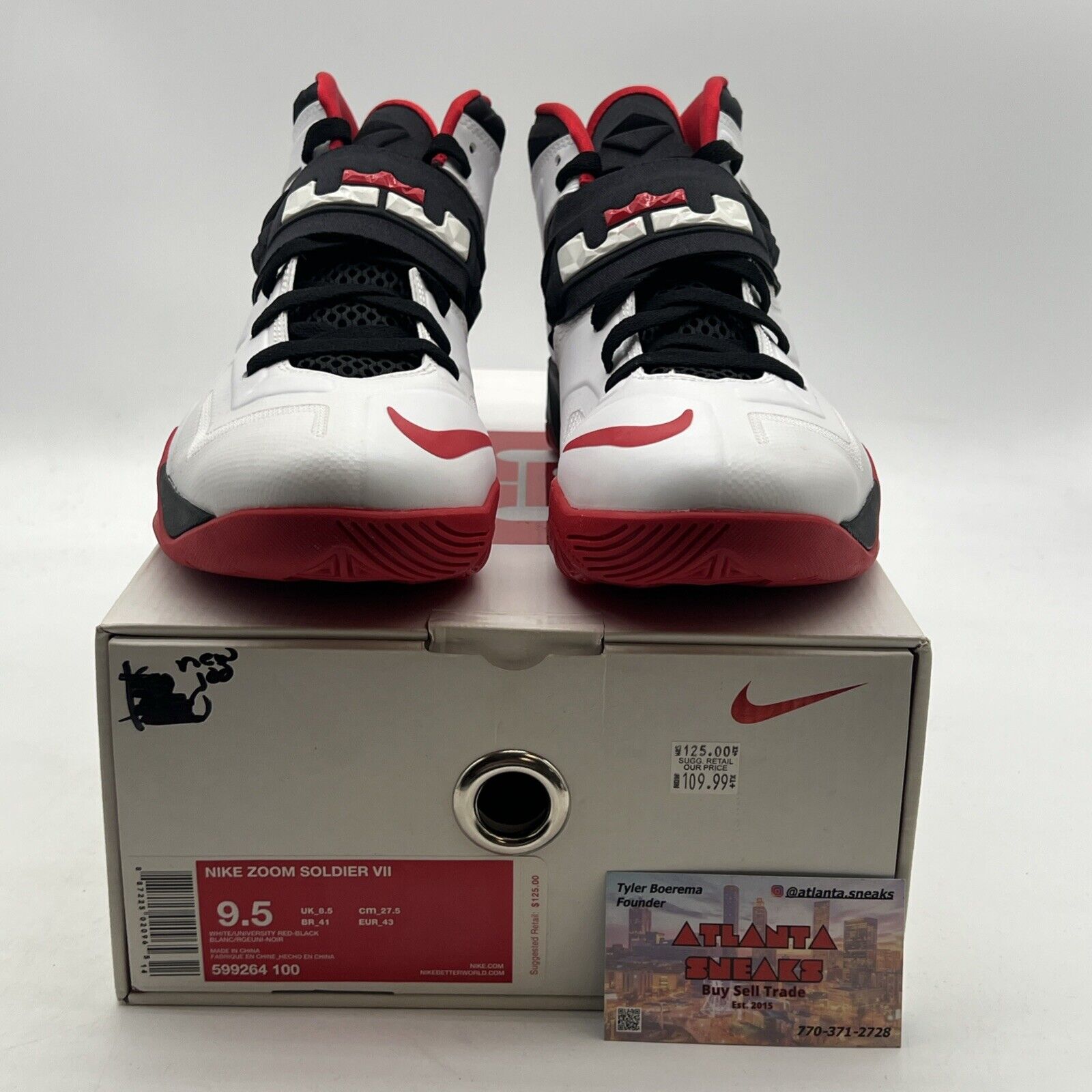 Size 9.5 - Nike LeBron Zoom Soldier 7 White Red Black (599264-100)