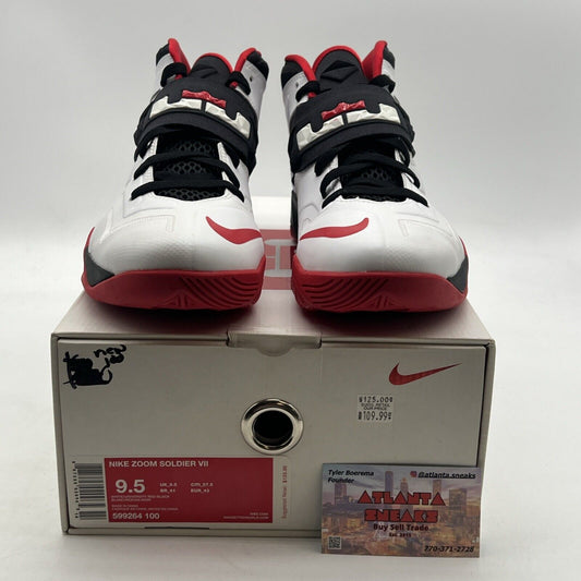 Size 9.5 - Nike LeBron Zoom Soldier 7 White Red Black (599264-100)