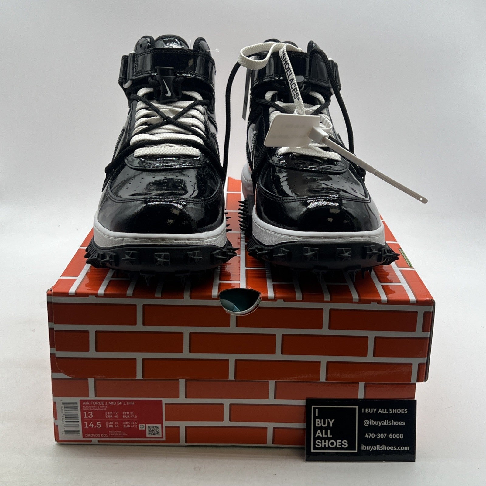 Size 13 - Nike Off-White x Air Force 1 SP Leather Mid Sheed (DR0500-001)