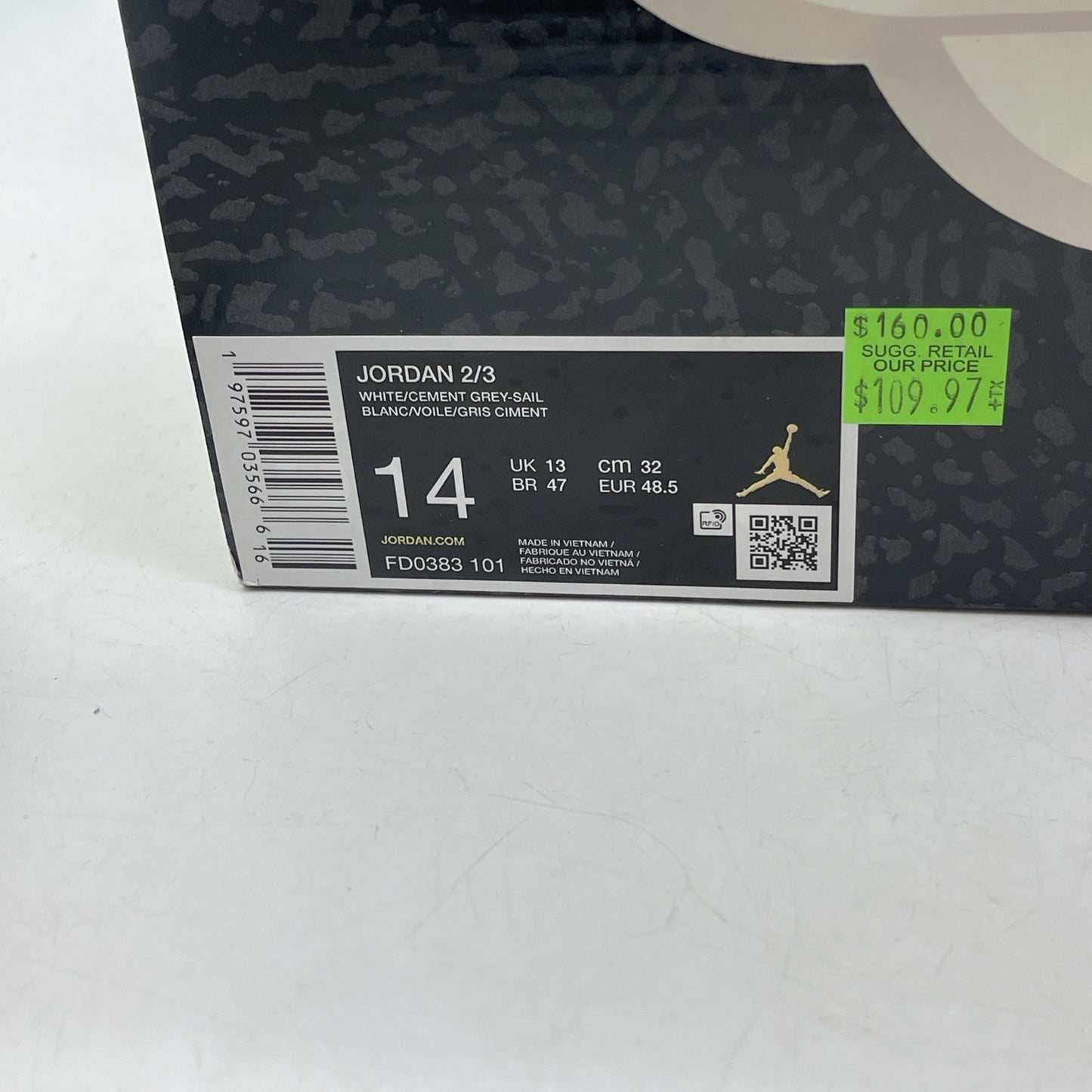 Size 14 - Air Jordan 2/3 White Cement (FD0383-101)