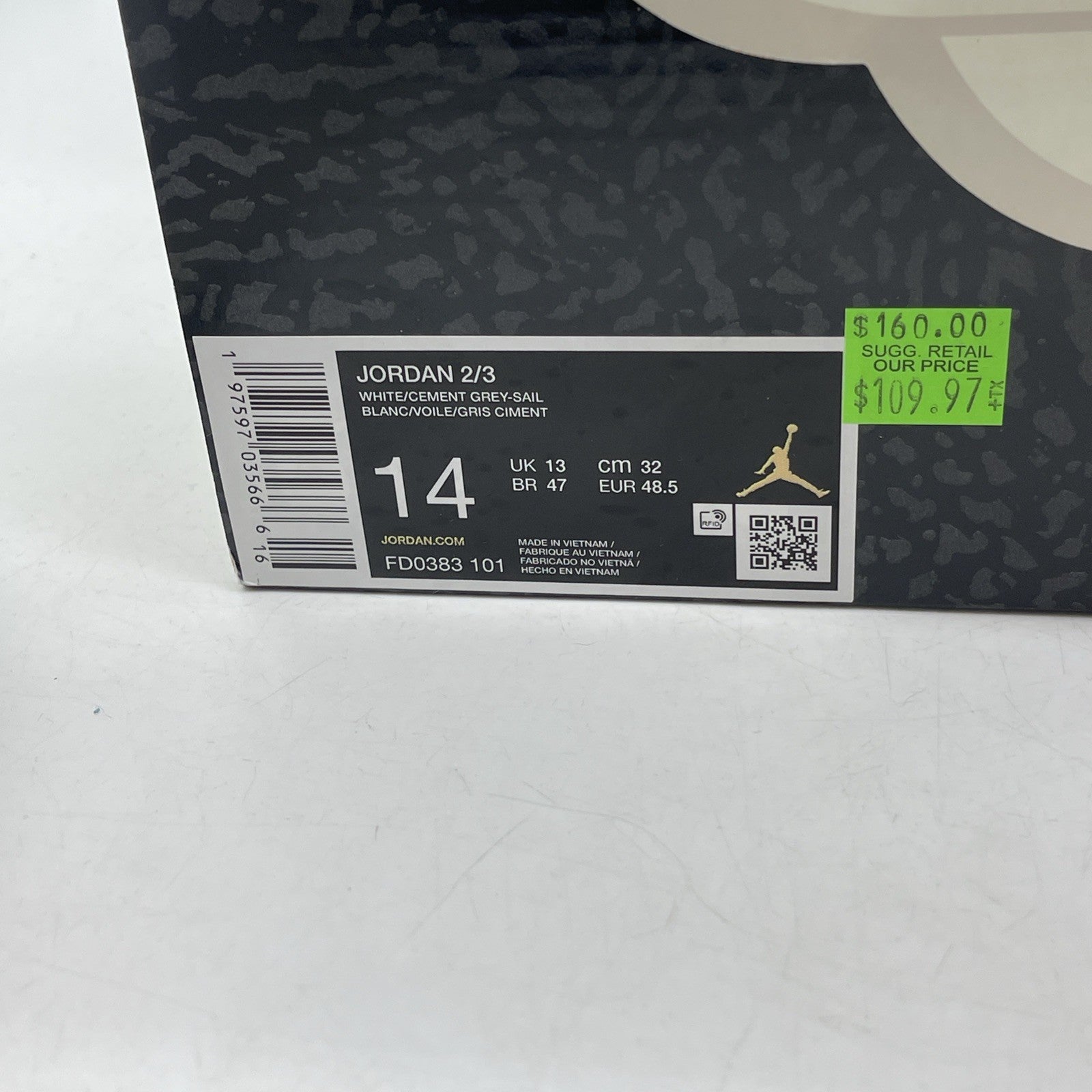 Size 14 - Air Jordan 2/3 White Cement (FD0383-101)