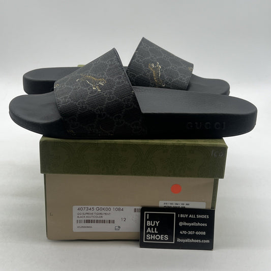 Size 12G - GUCCI MEN'S GG SUPREME TIGERS SLIDES SANDAL GUCCI
