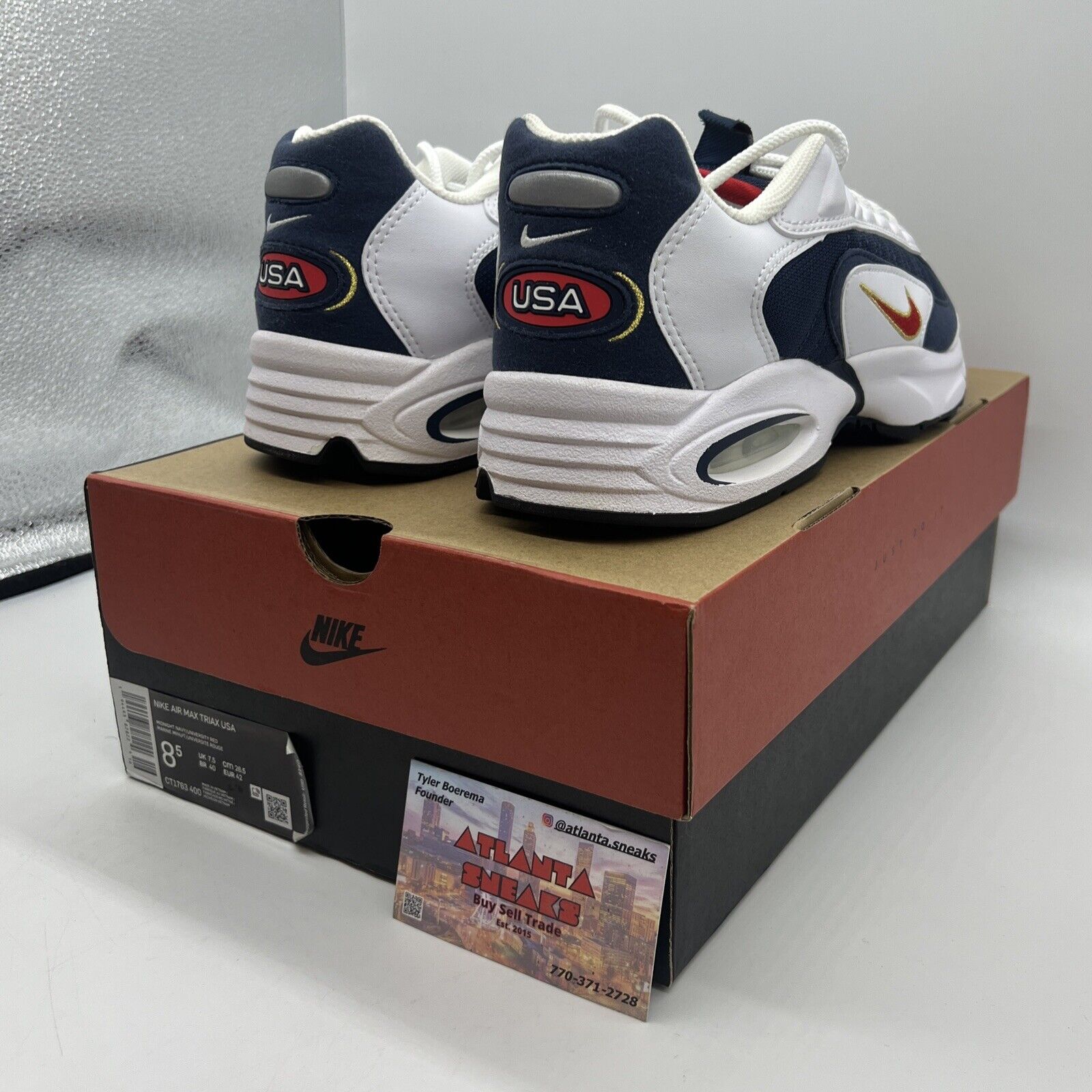 Size 8.5 - Nike Air Max Triax 96 USA 2020 Brand New Og All White Navy Red Gold