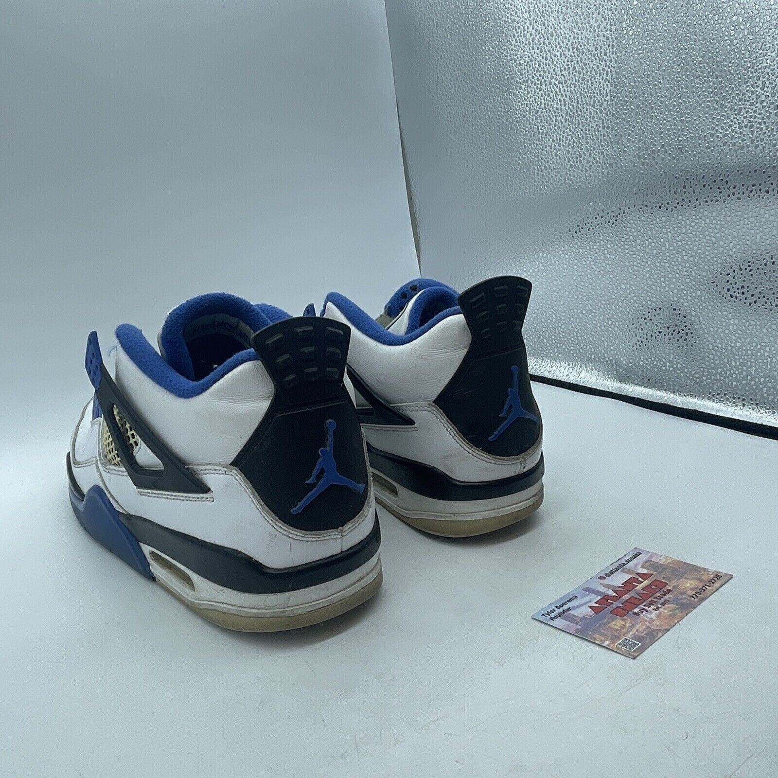 Size 11 - Jordan 4 Retro Mid Motorsports White Black Blue Leather (308497-117)