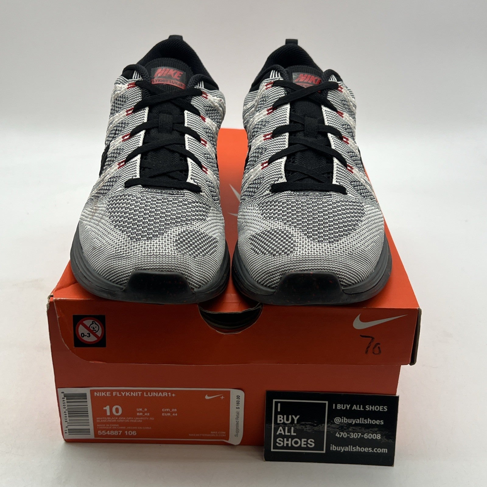 Size 10 - Nike Flyknit Lunar 1+ Gray (554887-106)