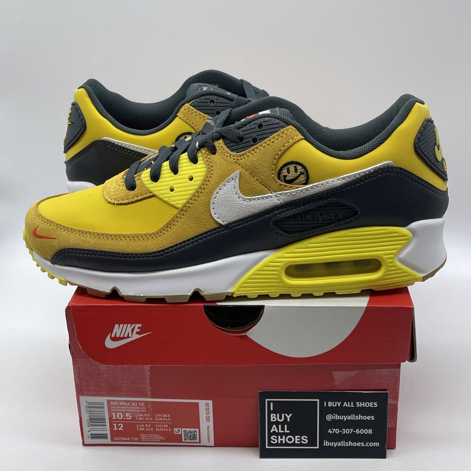Size 10.5 - Nike Air Max 90 SE Go The Extra Smile Yellow Suede (DO5848-700)