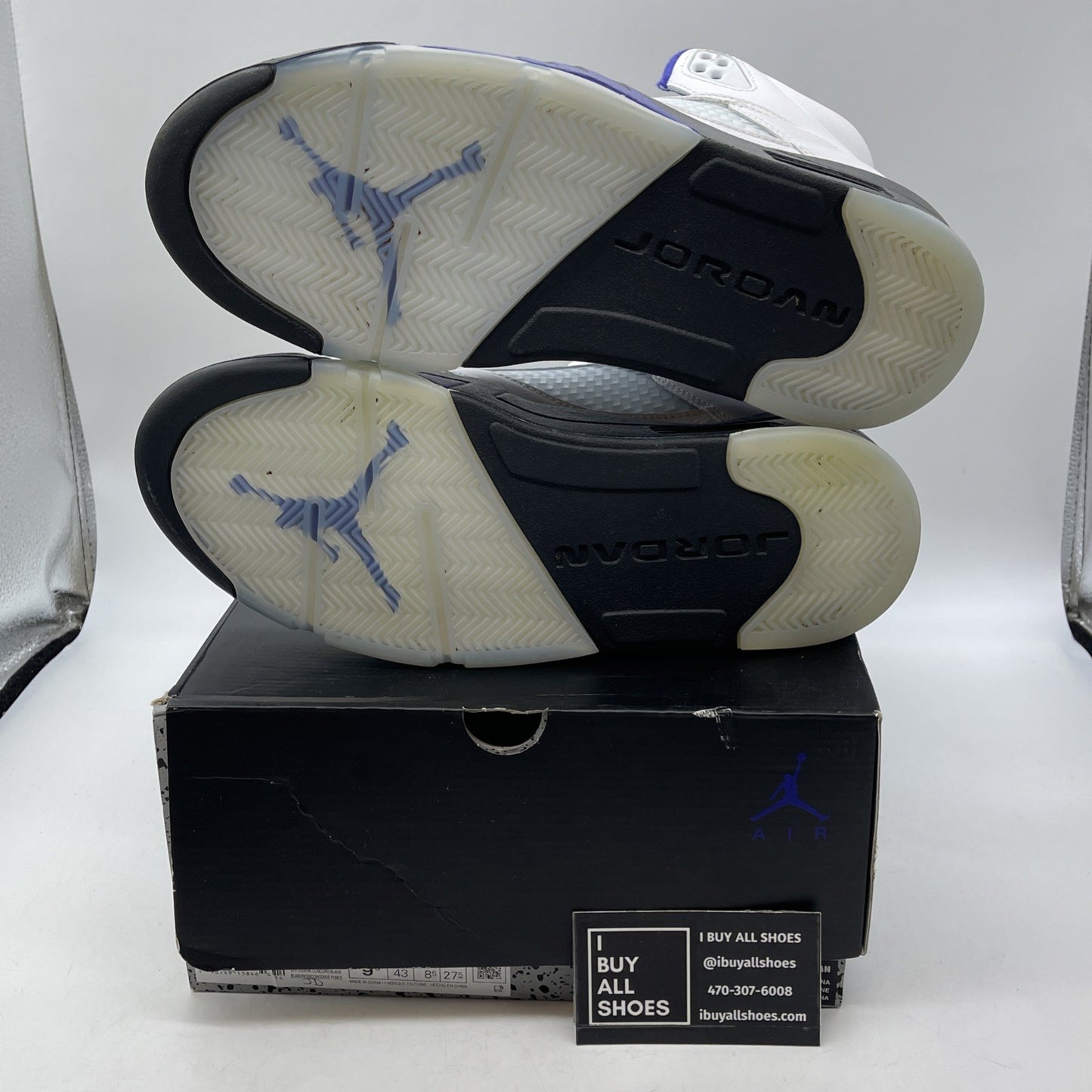 Size 9.5 - Jordan 5 Concord White Purple Black Leather (DD0587-141)