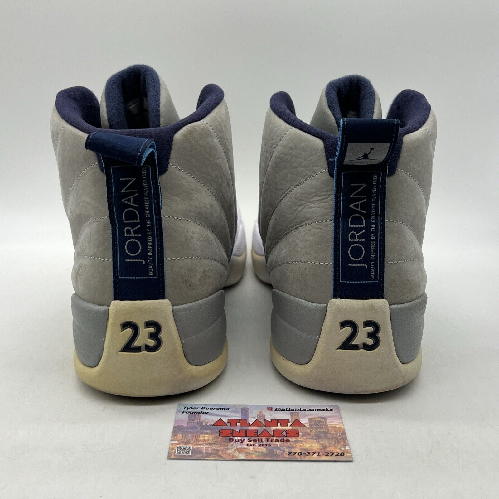 Size 14 - Air Jordan 12 Retro Grey University Blue Suede Leather (130690-007)