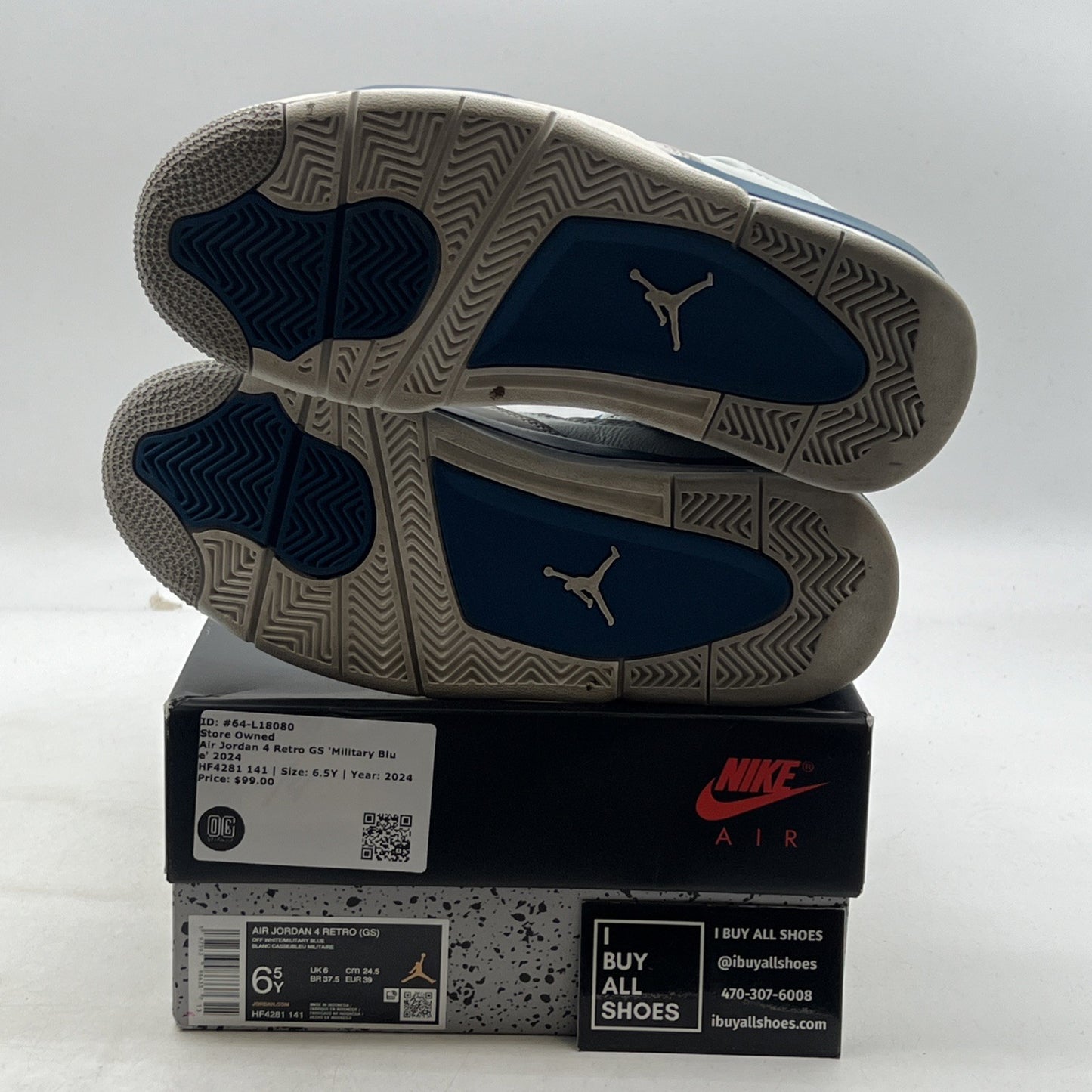 Size 6.5Y - Air Jordan 4 Retro 2024 Military Blue (HF4281-141)
