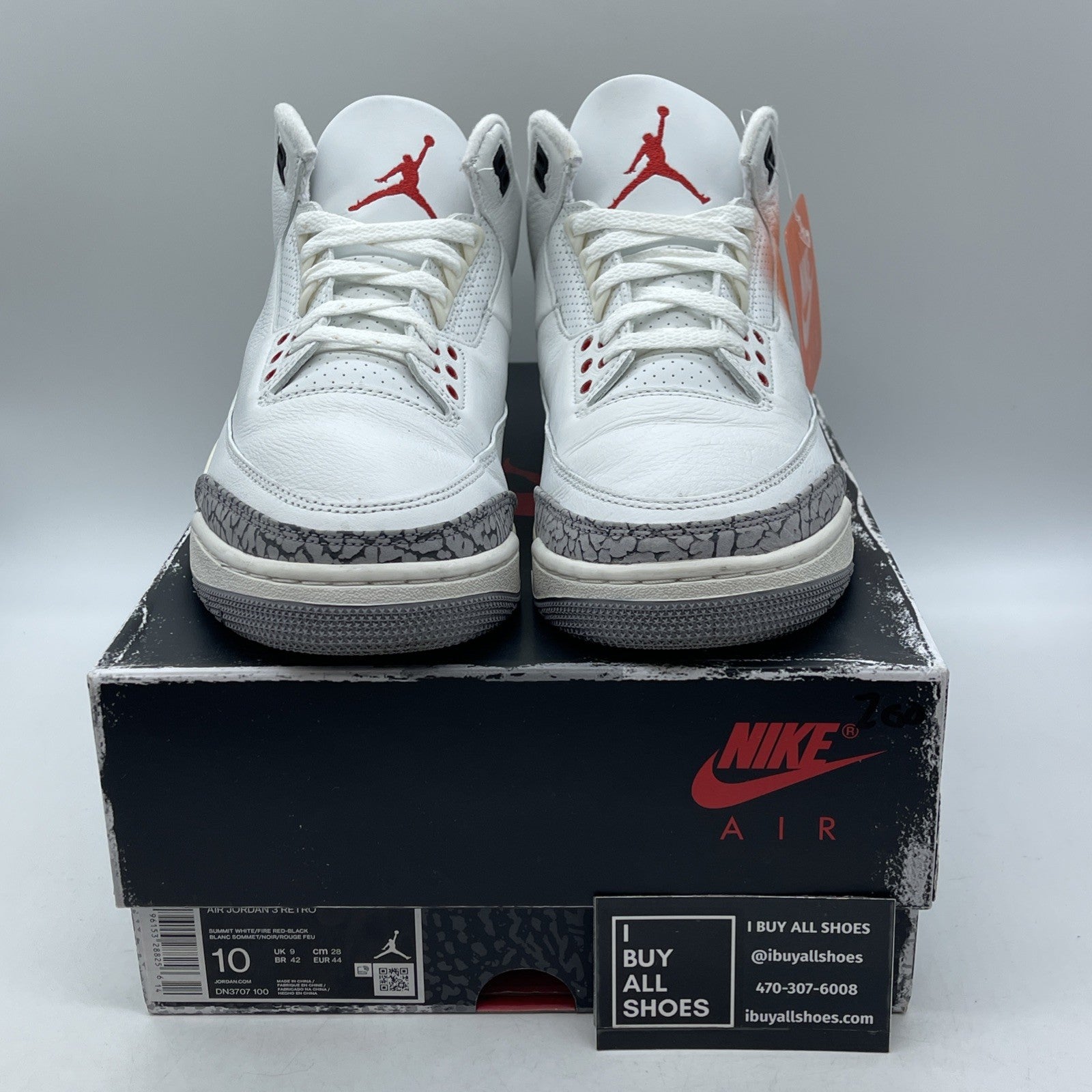 Size 10 - Jordan 3 Retro Mid White Cement Reimagined Grey Suede (DN3707-100)