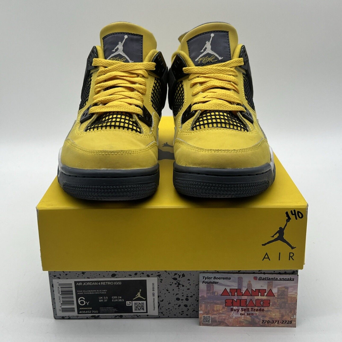 Size 6 - Jordan 4 Retro GS Tour Yellow 2021 - (408452-700) White Grey Suede