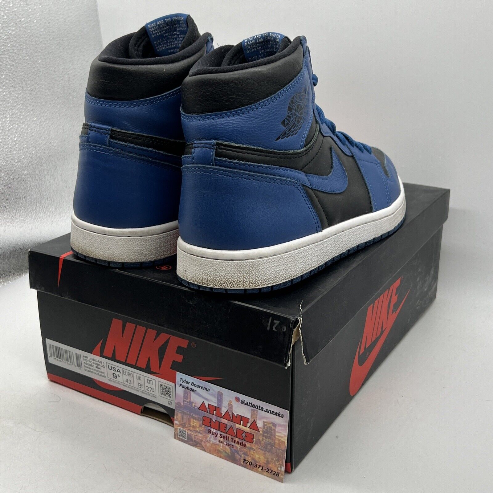 Size 9.5 - Jordan 1 Retro OG High Dark Marina Blue Leather Black (555088-404)