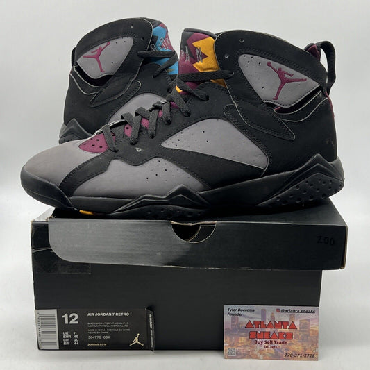 Size 12 - Jordan 7 Retro Bordeaux 2015 Black Grey Suede (304775-034)
