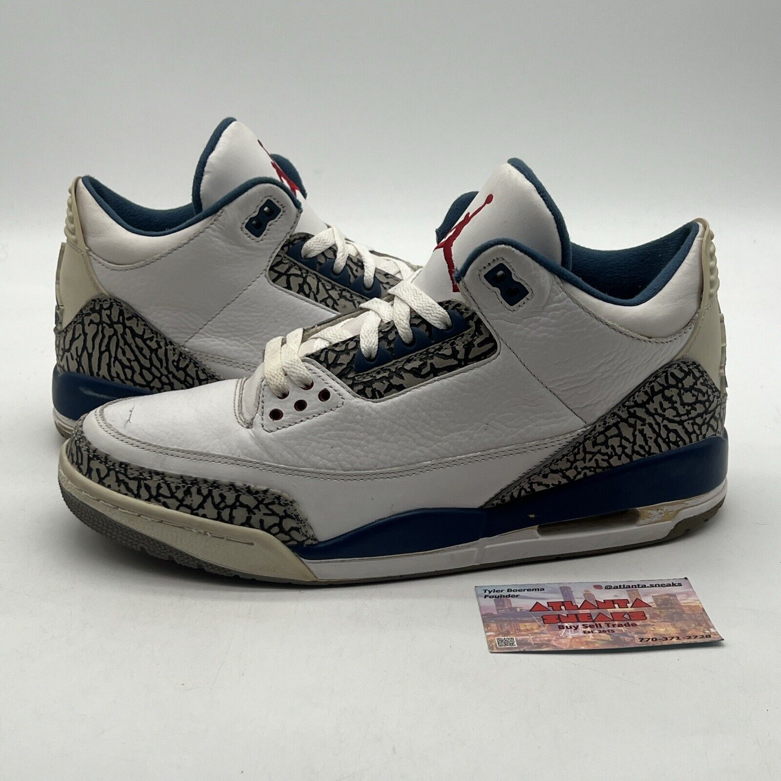 Size 10.5 - Air Jordan 3 Retro 2011 True Blue White Red (136064-104)