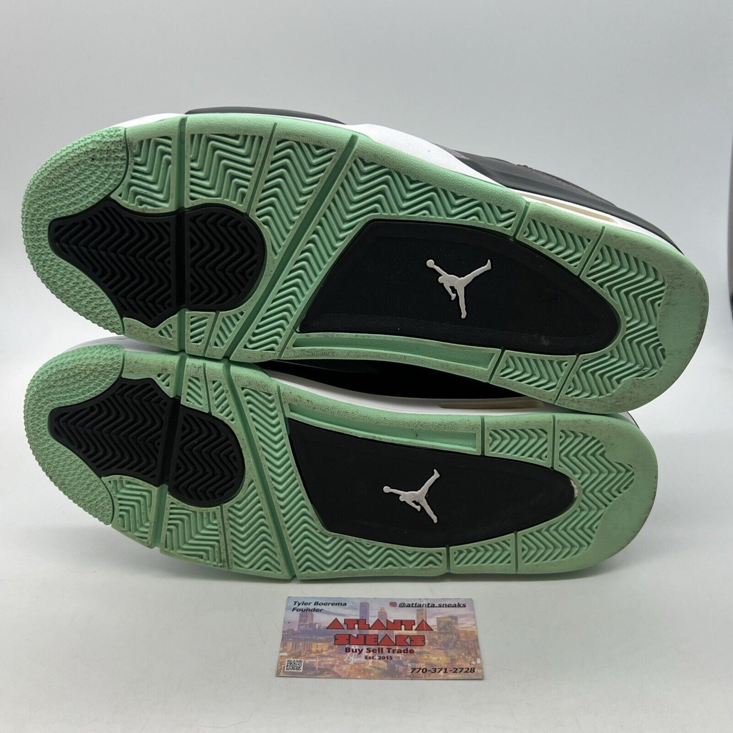 Size 11 - Jordan 4 Retro Green Glow 2013 Suede White Black (308497-033)