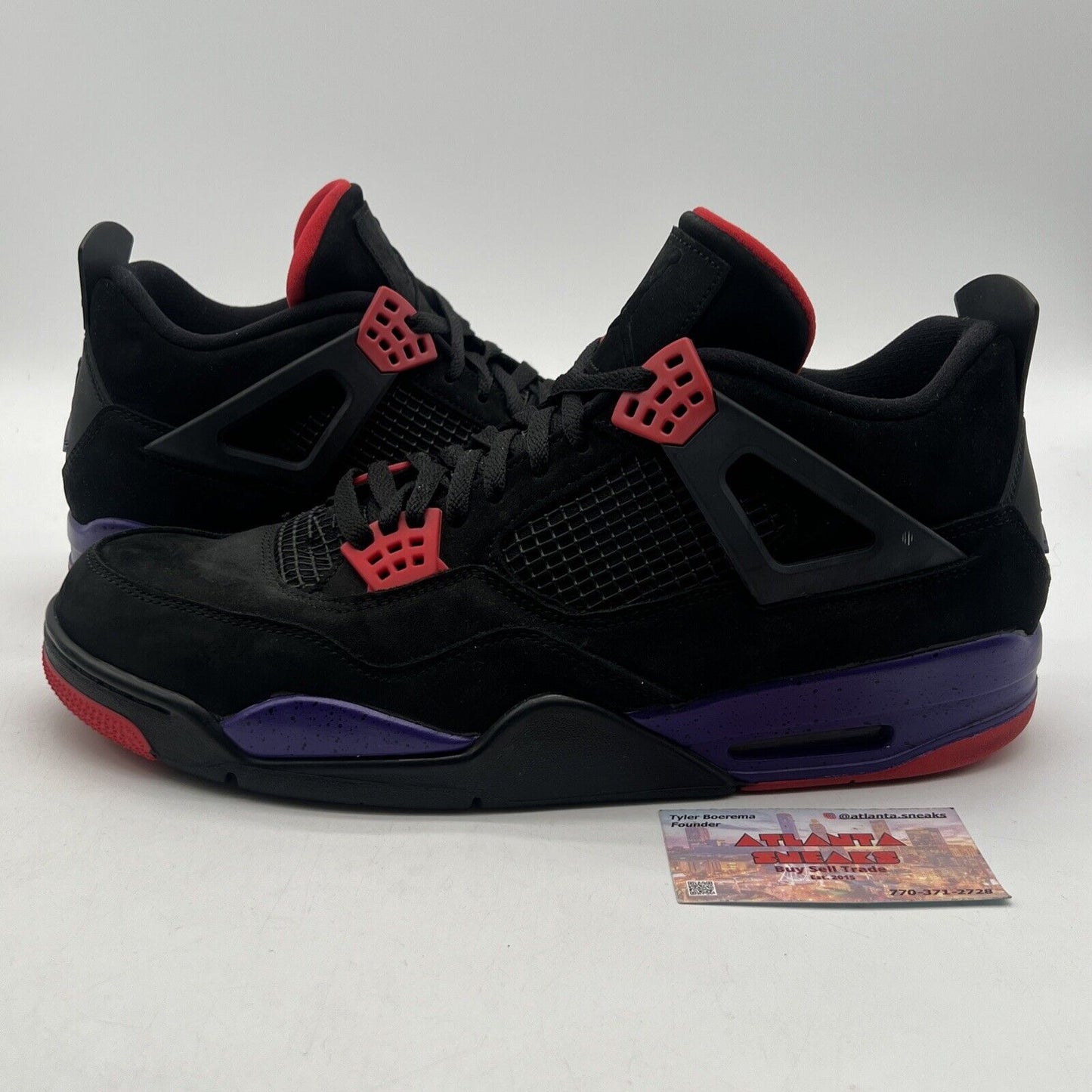 Size 13 - Jordan 4 Retro NRG Raptors 2018 Black Red Purple Suede (AQ3816-065)