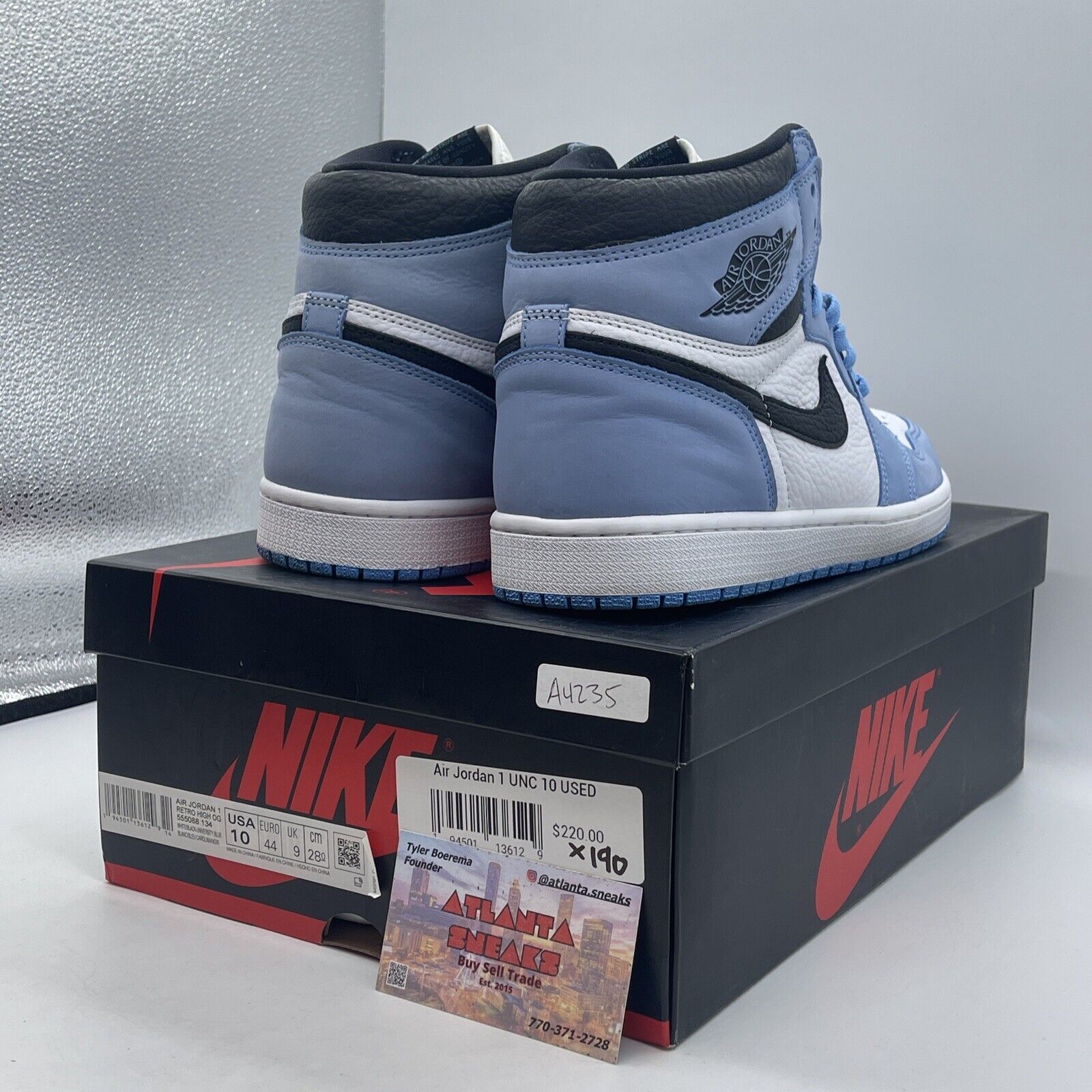 Size 10 - Jordan 1 Retro High University Blue Black White Leather (555088-134)