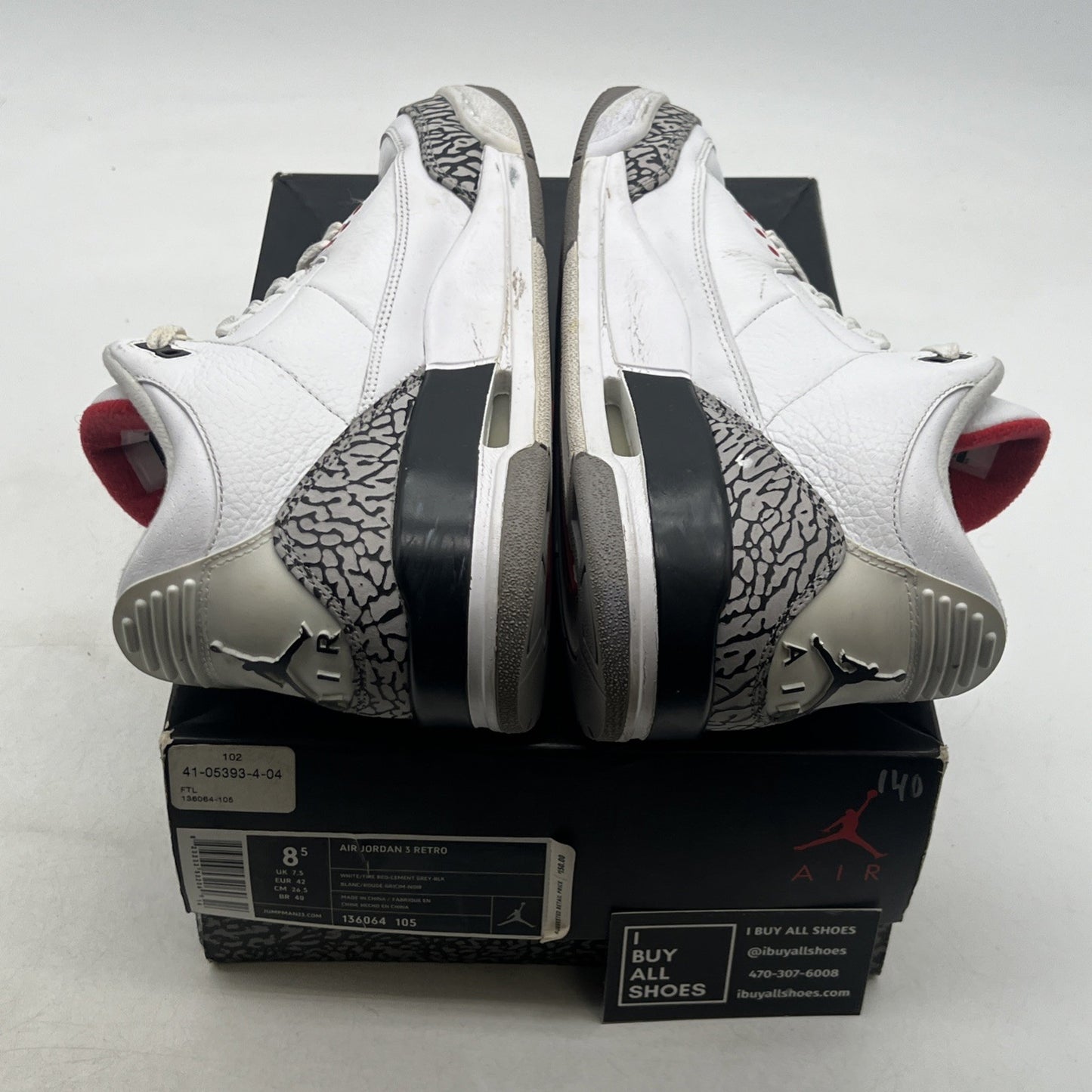 Size 8.5 - Air Jordan 3 Retro White Cement 2011 (136064-105)