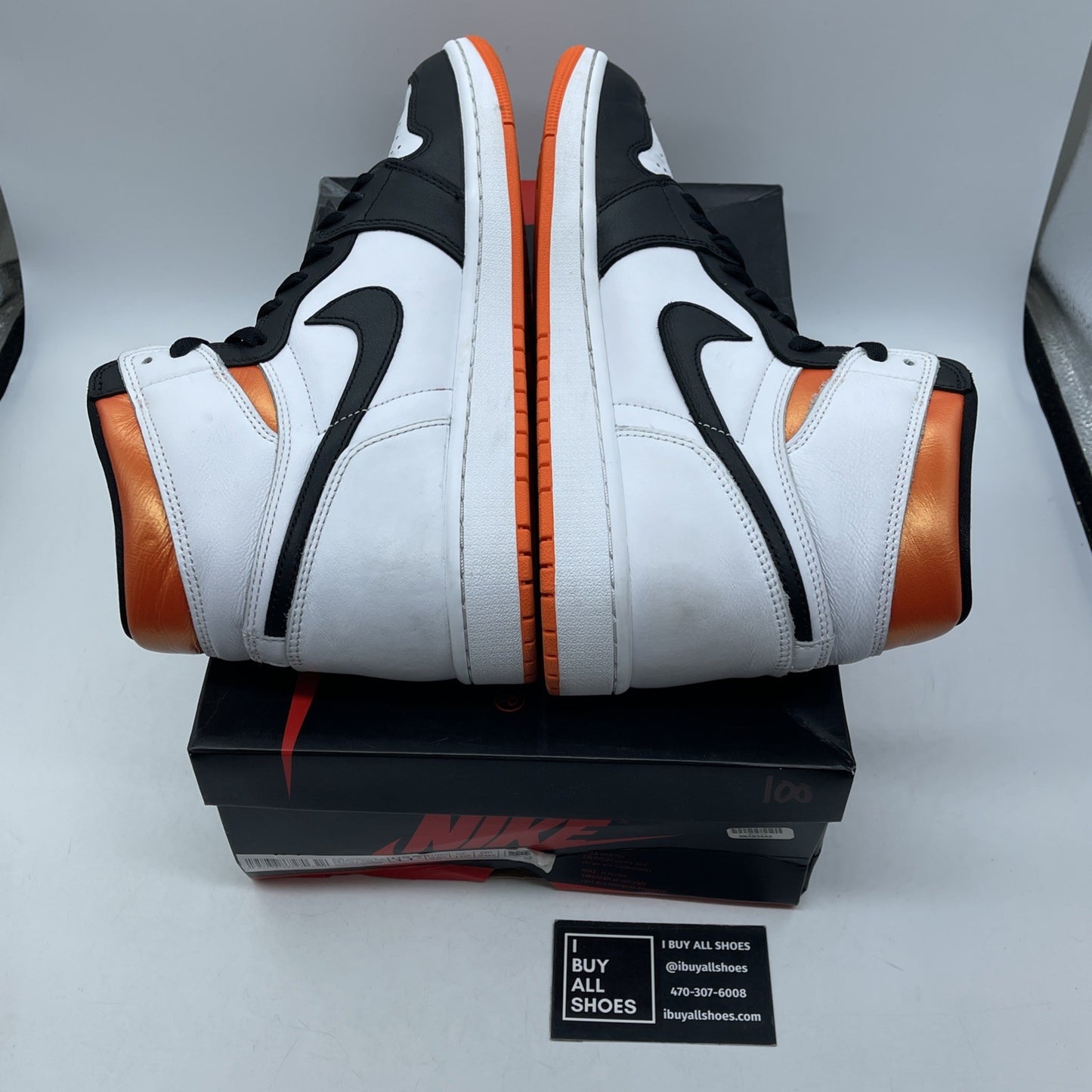 Size 11.5 - Jordan 1 Retro High Electro Orange White Black Leather (555088-180)