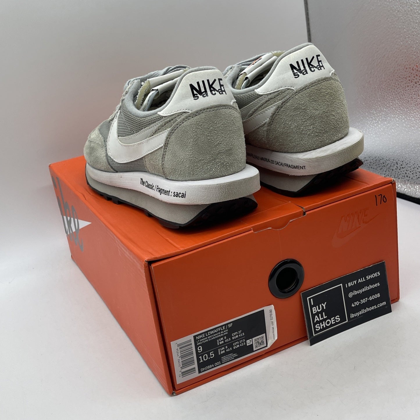 Size 9 - Nike LDV Waffle x Fragment Design x Sacai Gray Suede (DH2684-001)