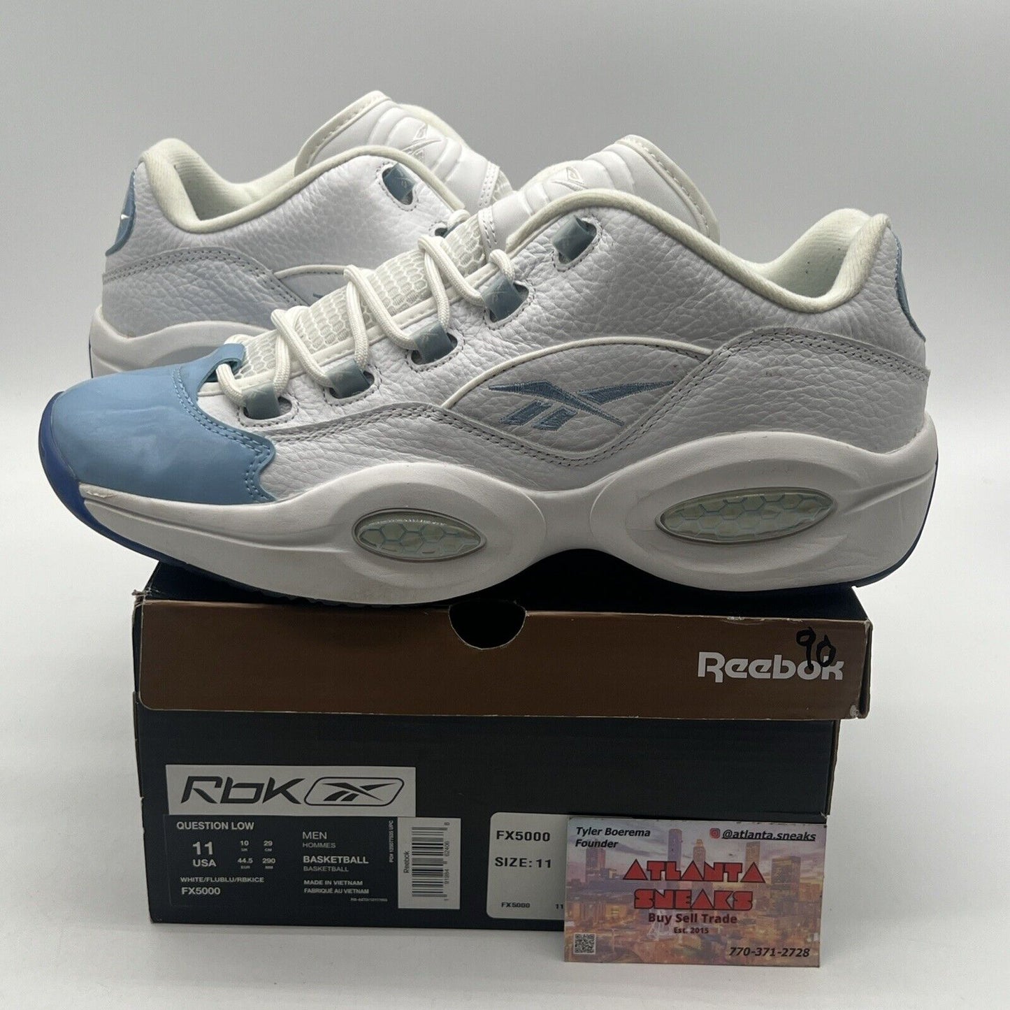 Size 11 - Reebok Question Patent Low Fluid Blue White Leather (FX5000)