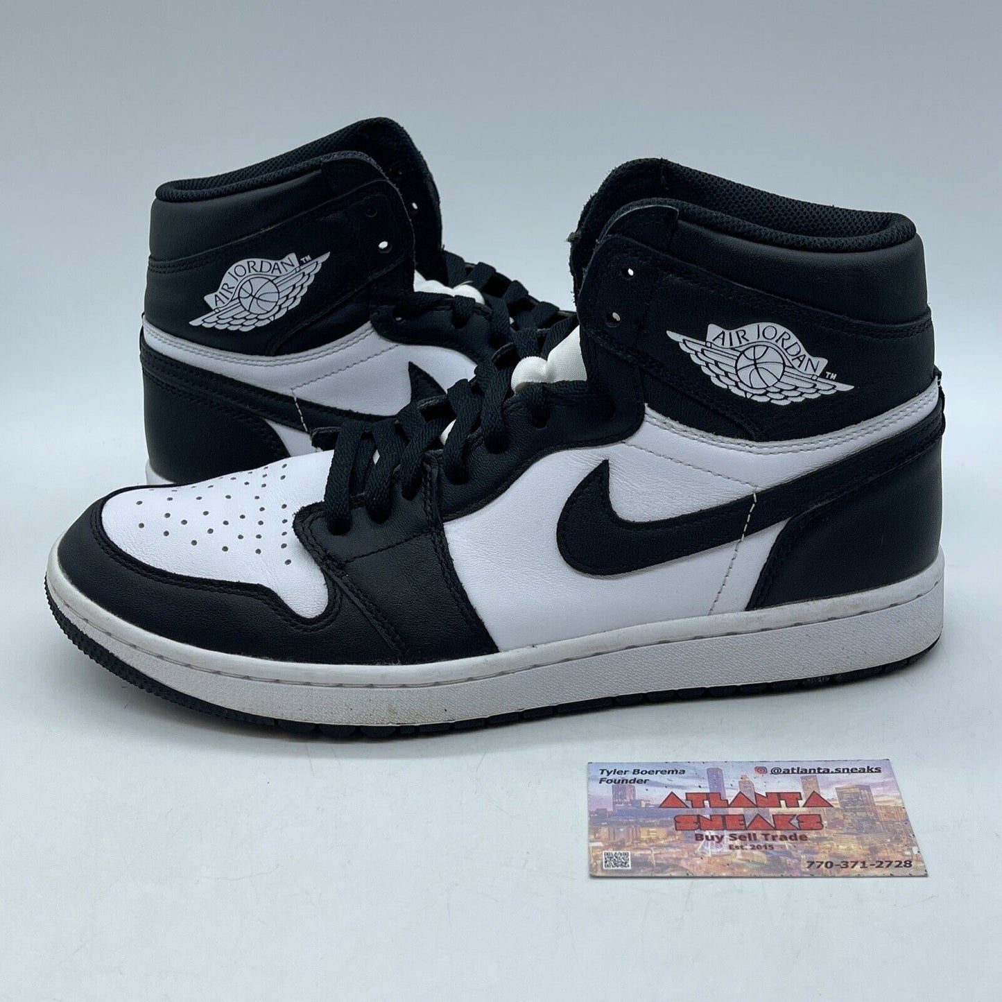 Size 10.5 - Jordan 1 High Golf Panda White Black Leather (DQ0660-101)