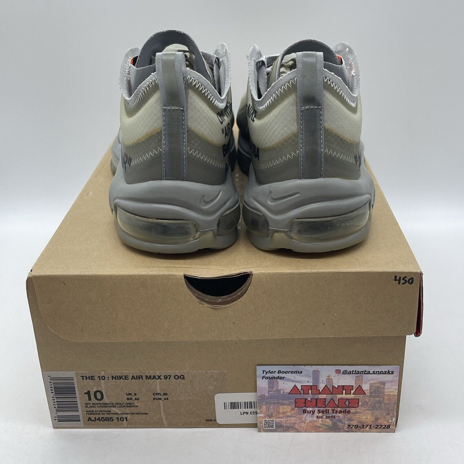 Size 10 - Nike Off-White x Air Max 97 Menta Grey Suede Leather (AJ4585-101)