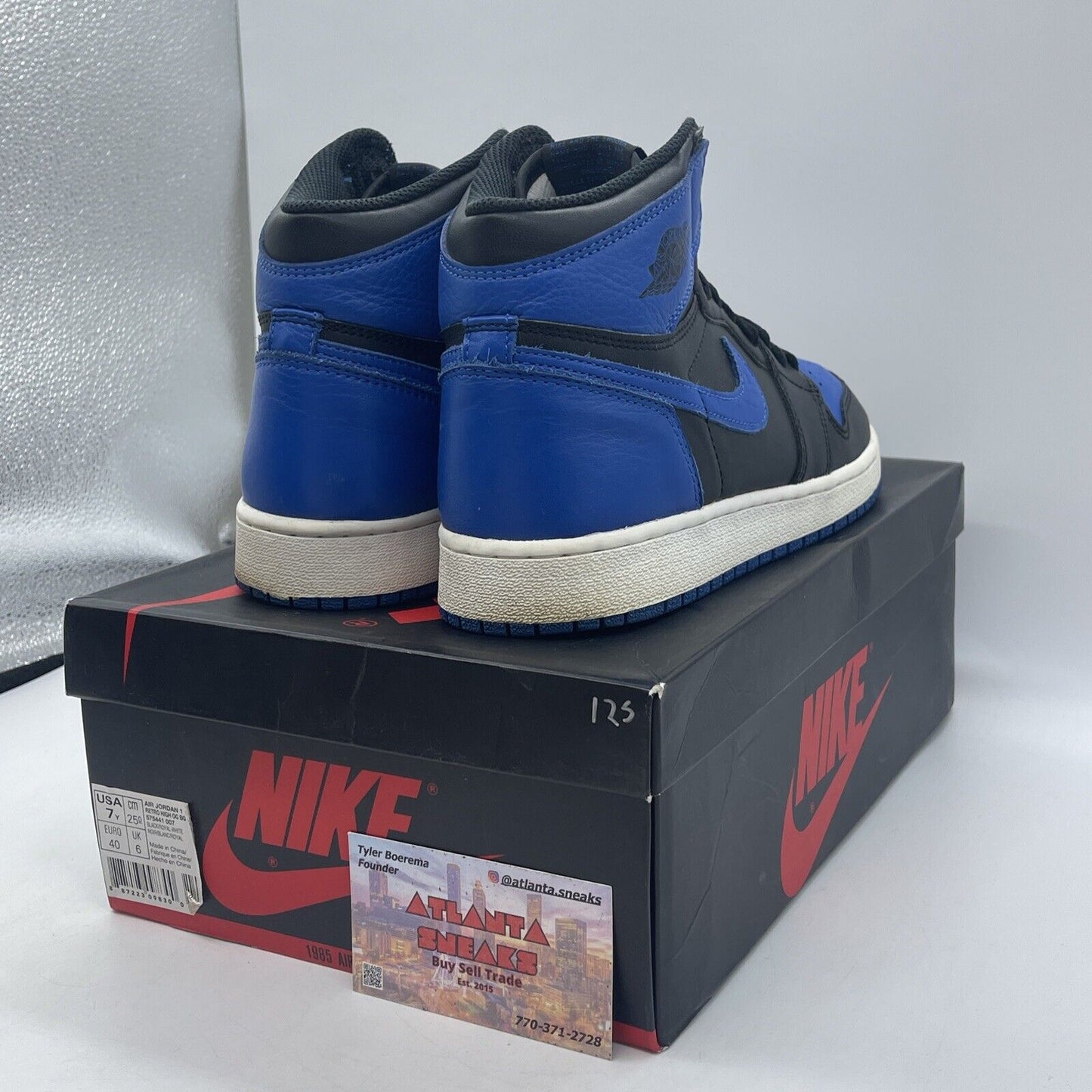 Size 7Y (GS) - Jordan 1 Retro OG High Royal White Black Leather (575441-007)